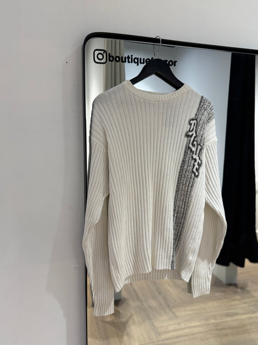 Pull vintage blanc L