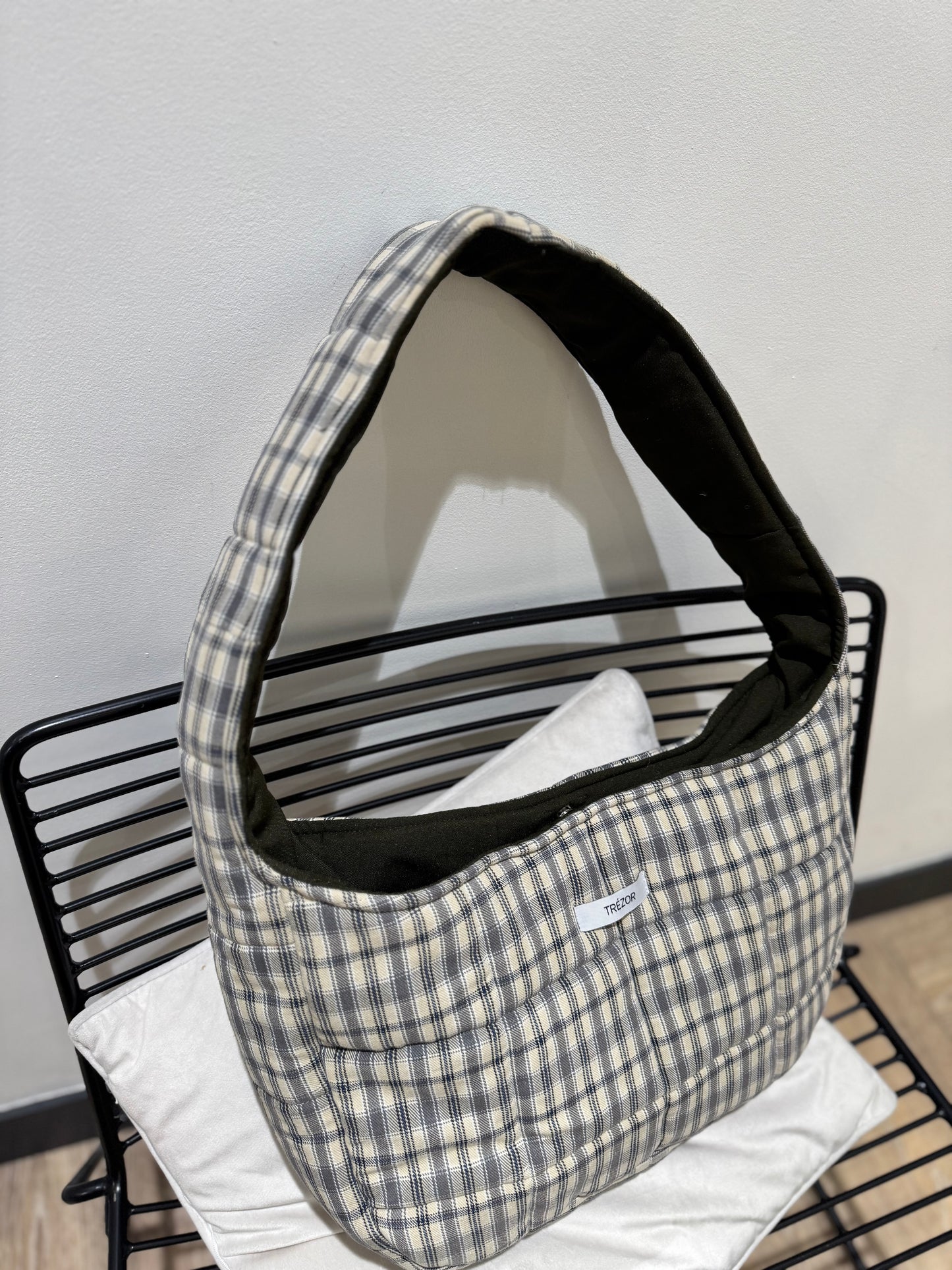 Sac fourre-tout matelassé à carreaux