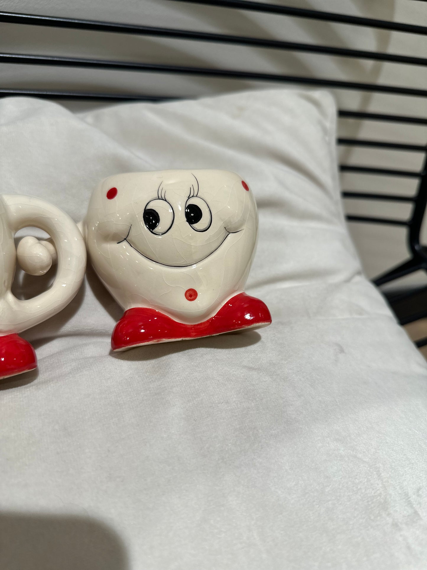 Lot de 2 tasses en céramique en forme de coeur vintage