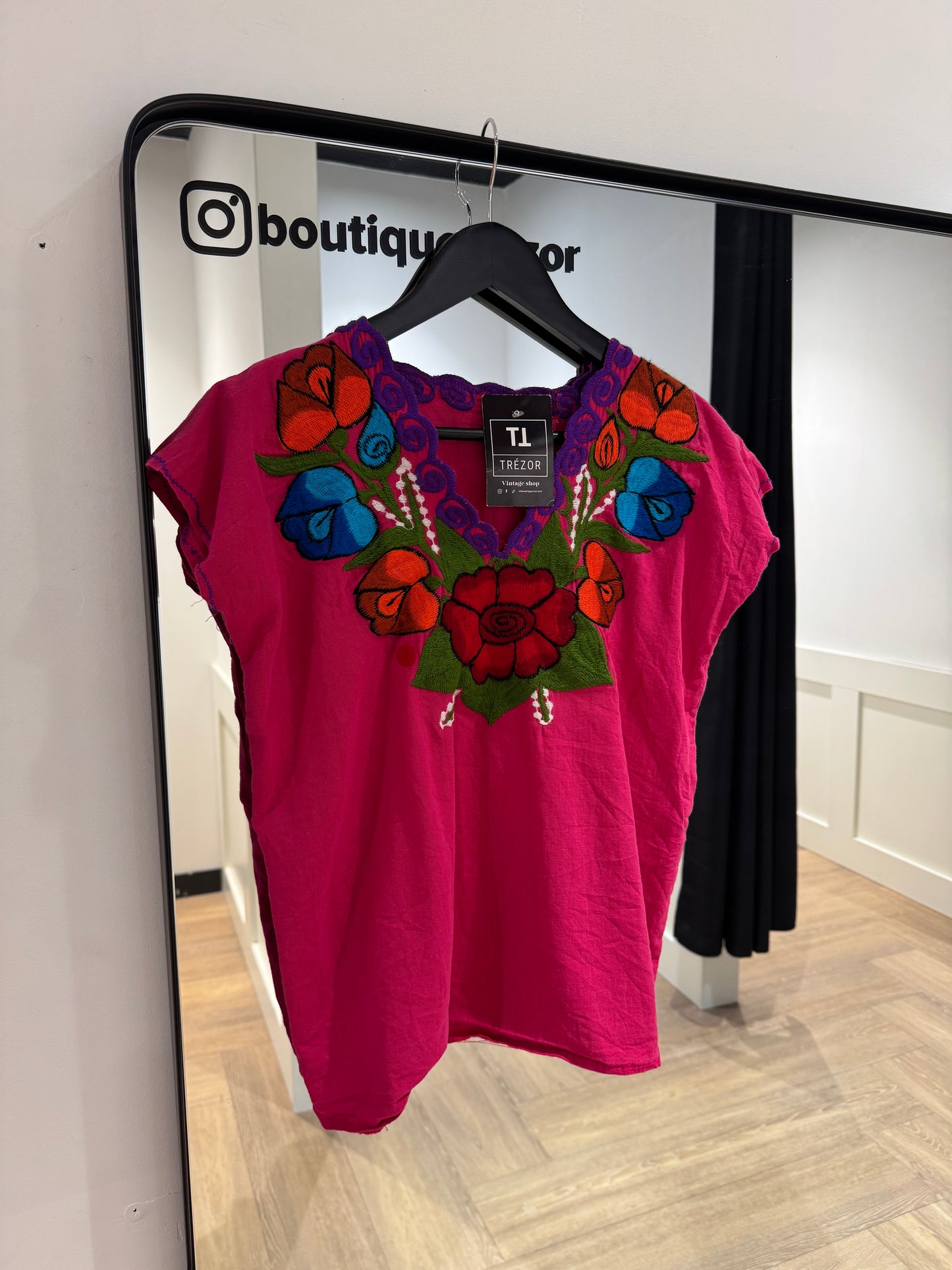 Blouse à broderies fleurs S