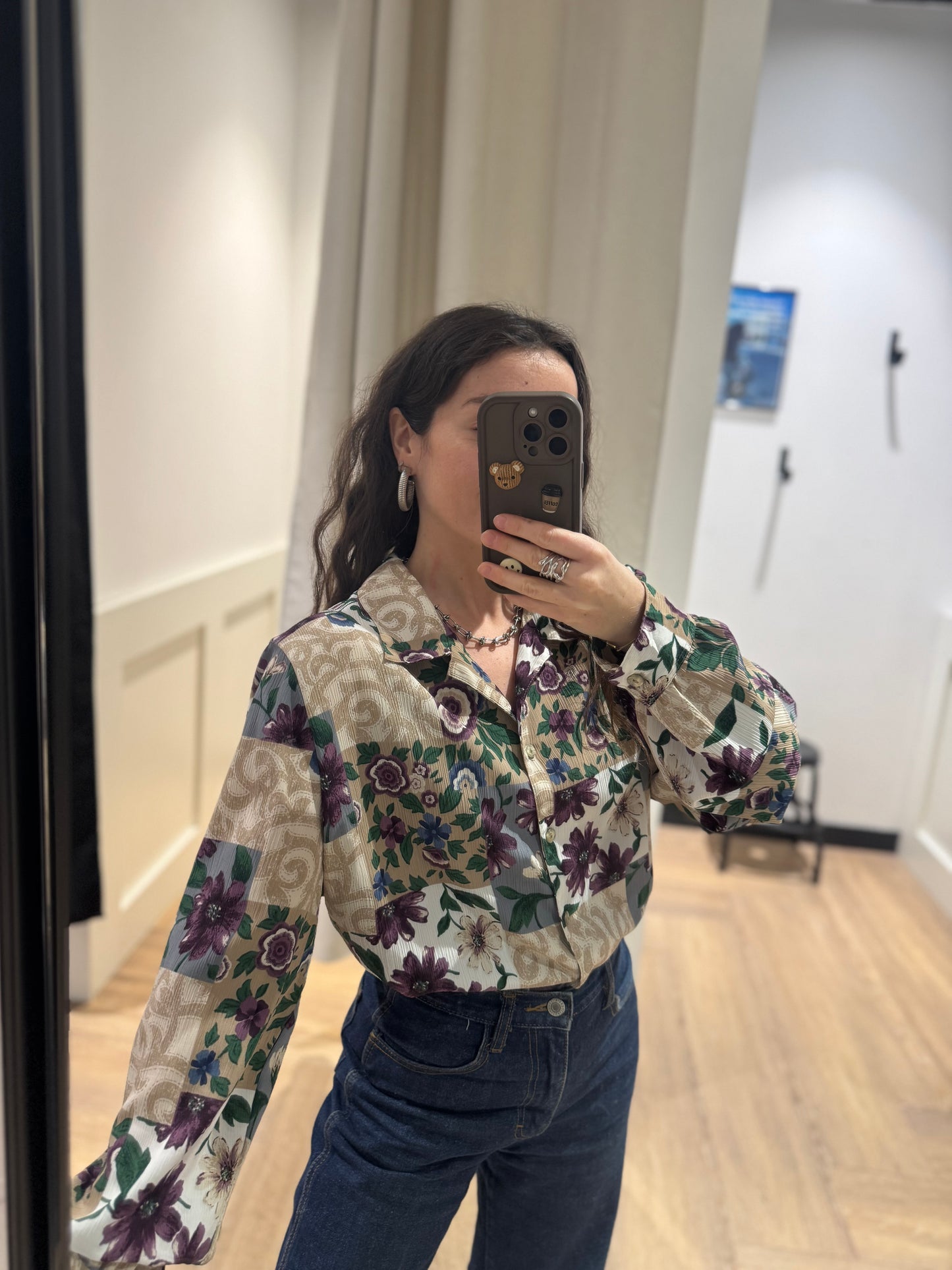 Blouse vintage à fleurs XL
