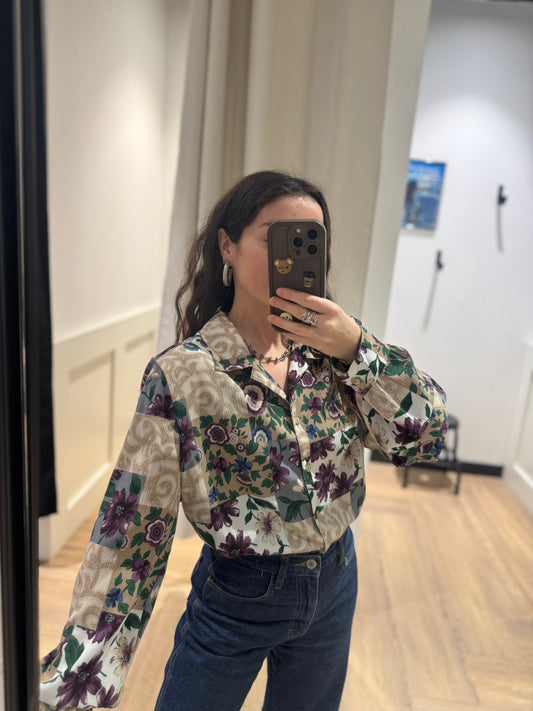 Blouse vintage à fleurs XL