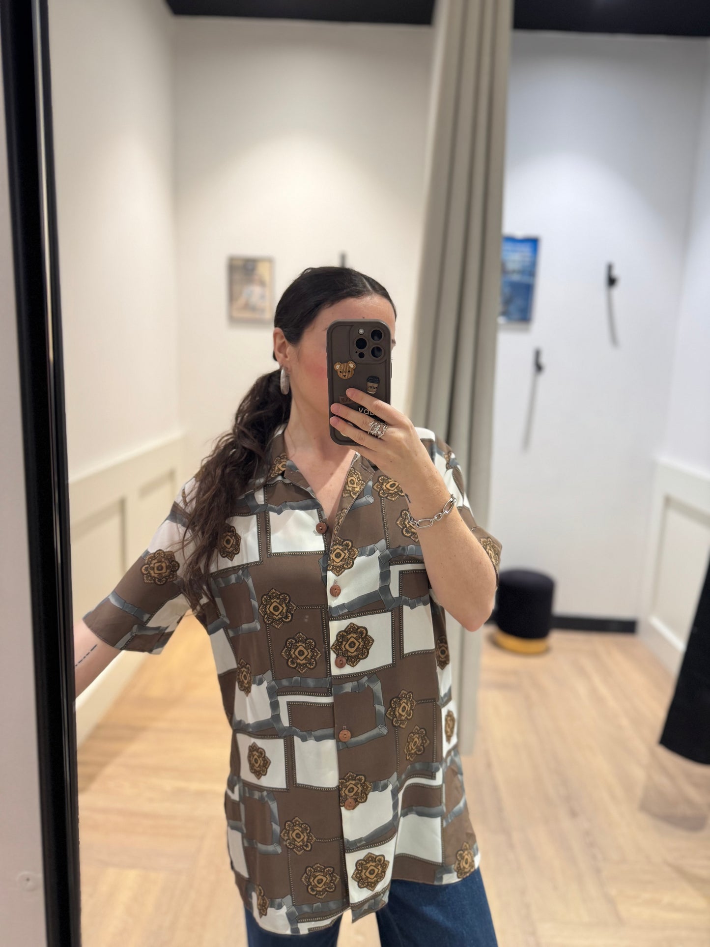 Blouse vintage à motifs XL
