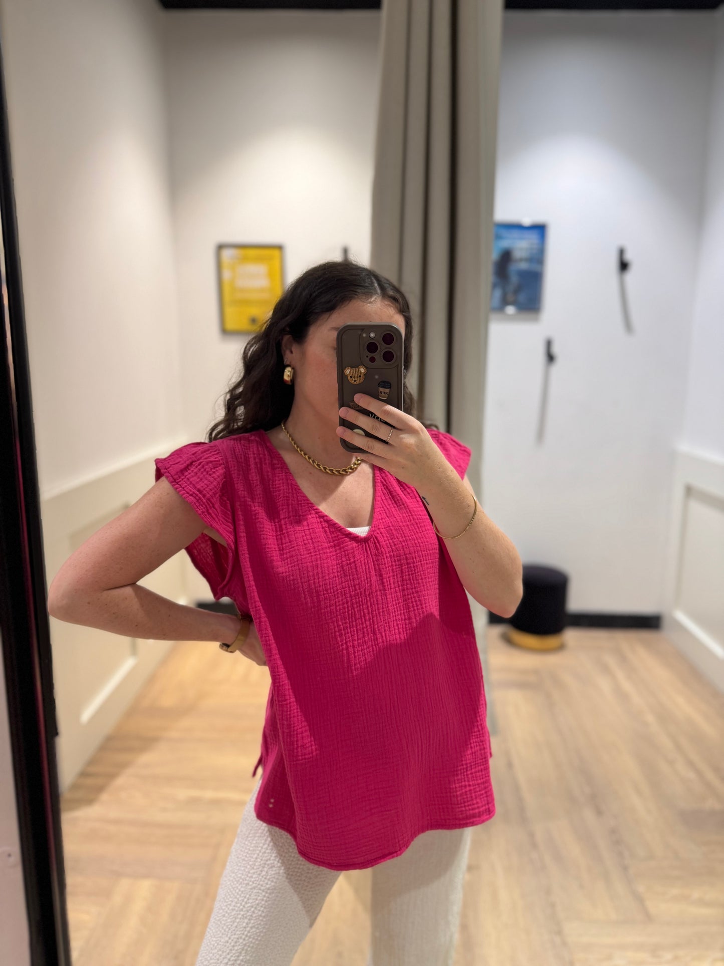 Blouse d’été rose L