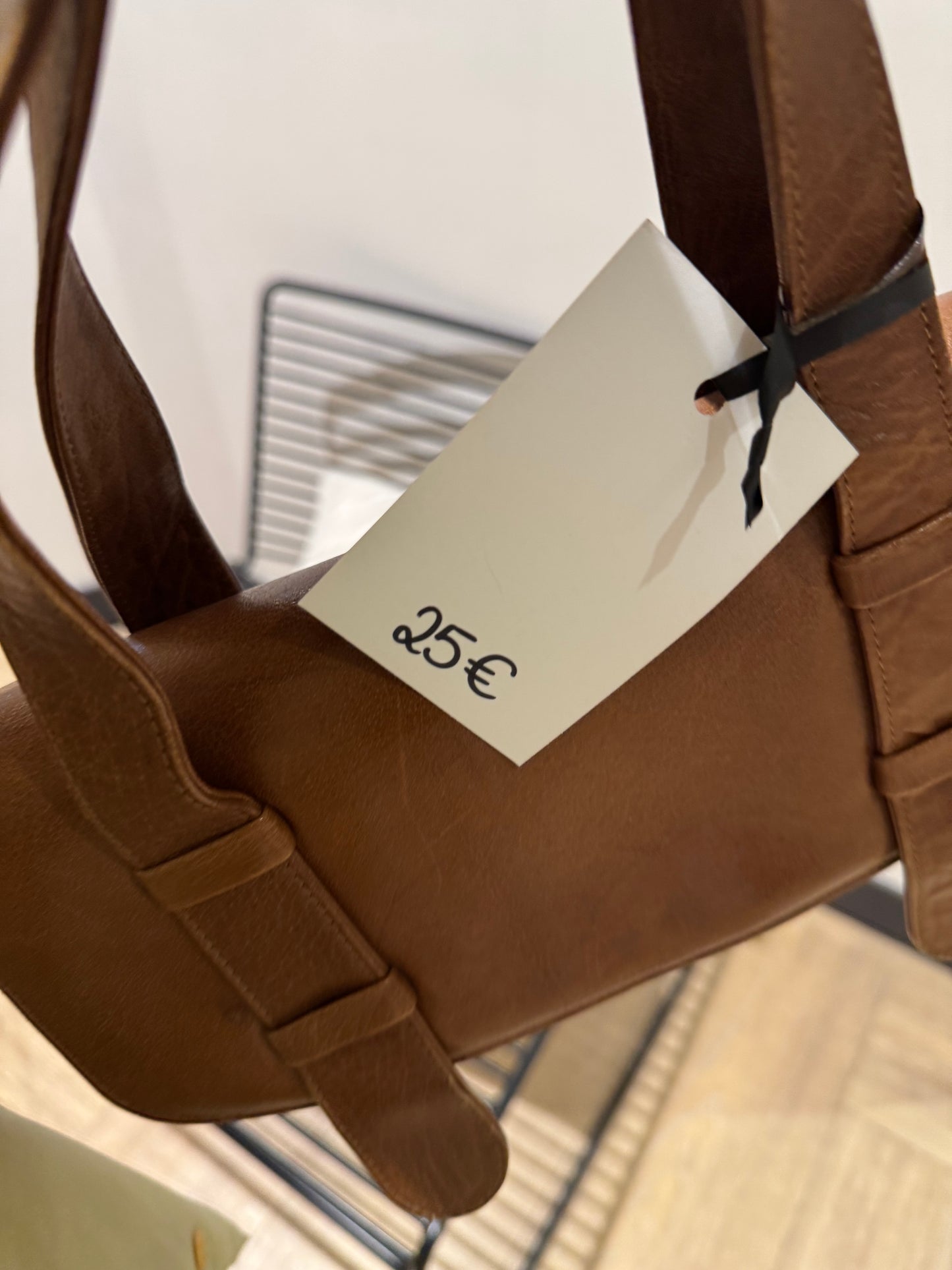 Sac à main vintage en cuir camel