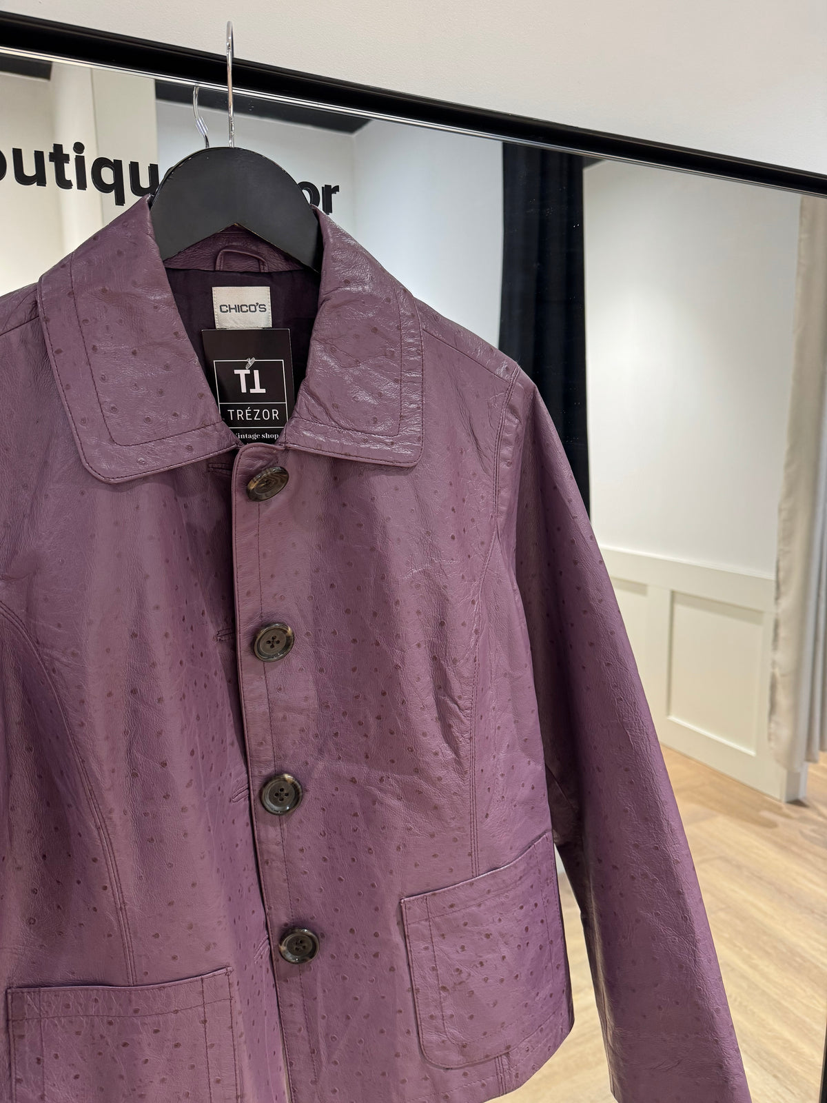Veste en cuir violet L