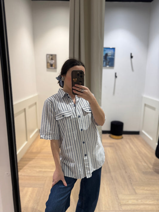 Chemise vintage à rayures S