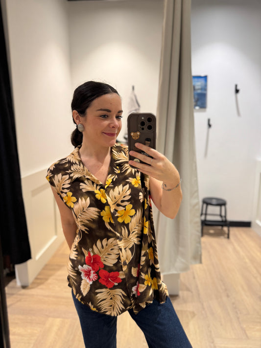 Blouse hawaïenne sans manches L