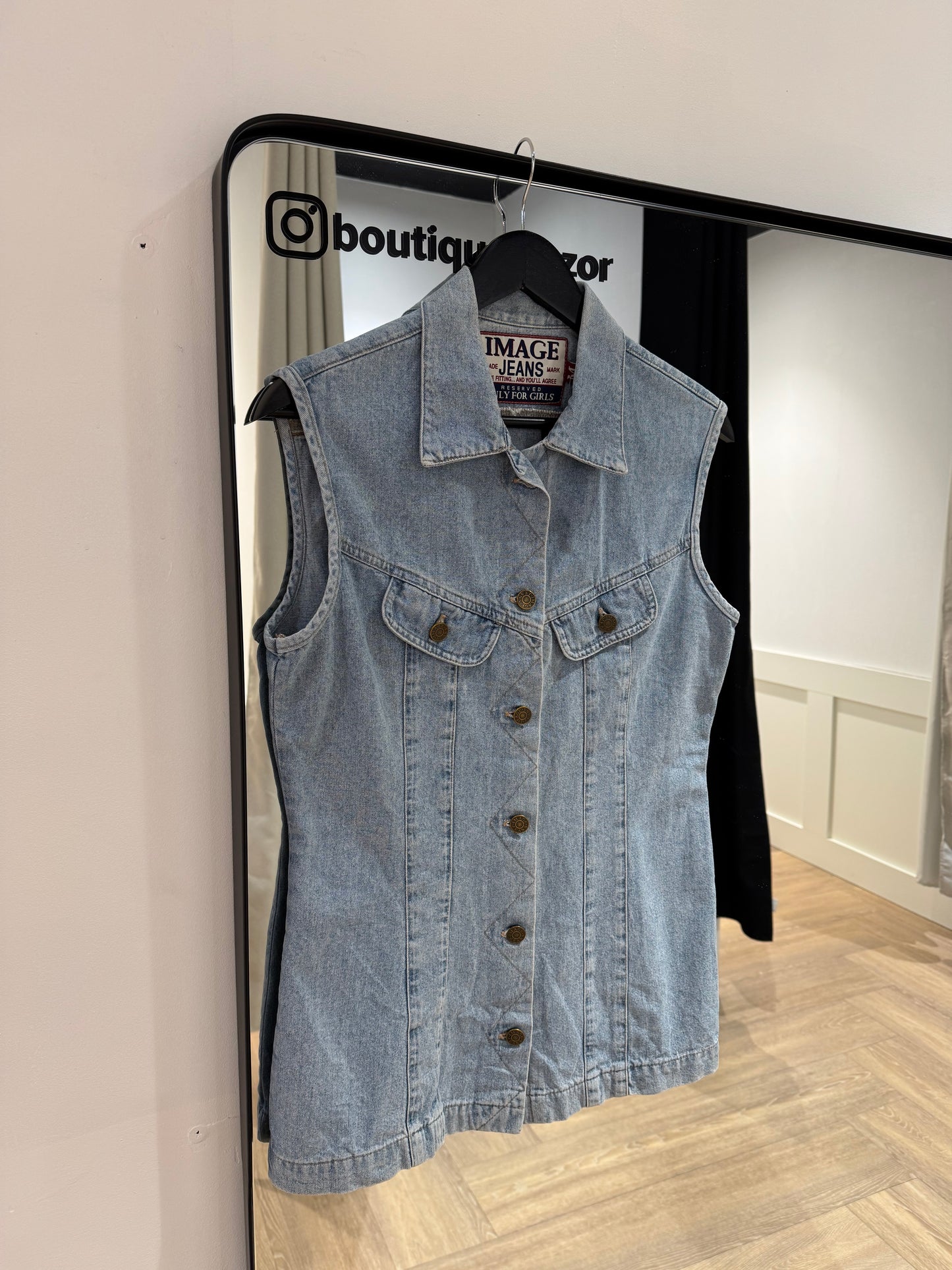 Chemise vintage en jean sans manches XS/S