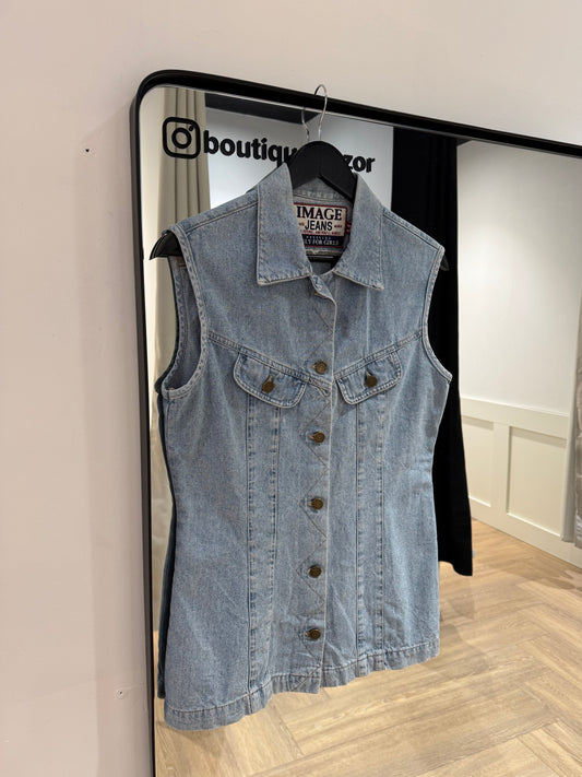 Chemise vintage en jean sans manches XS/S