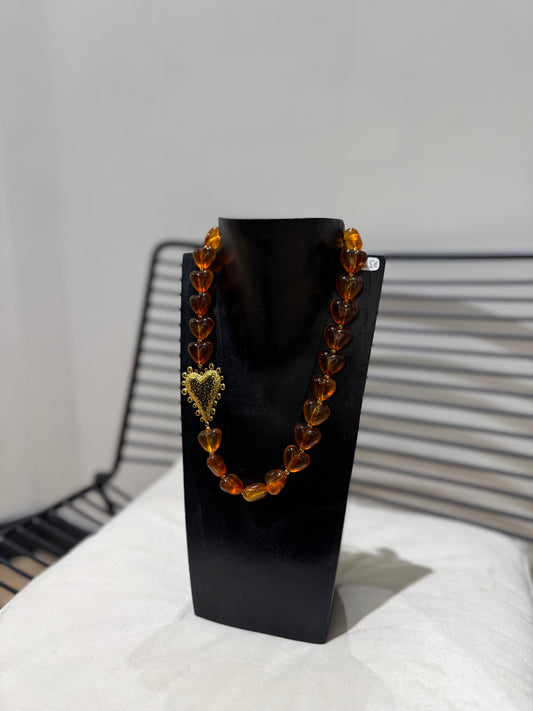 Collier coeur et perles
