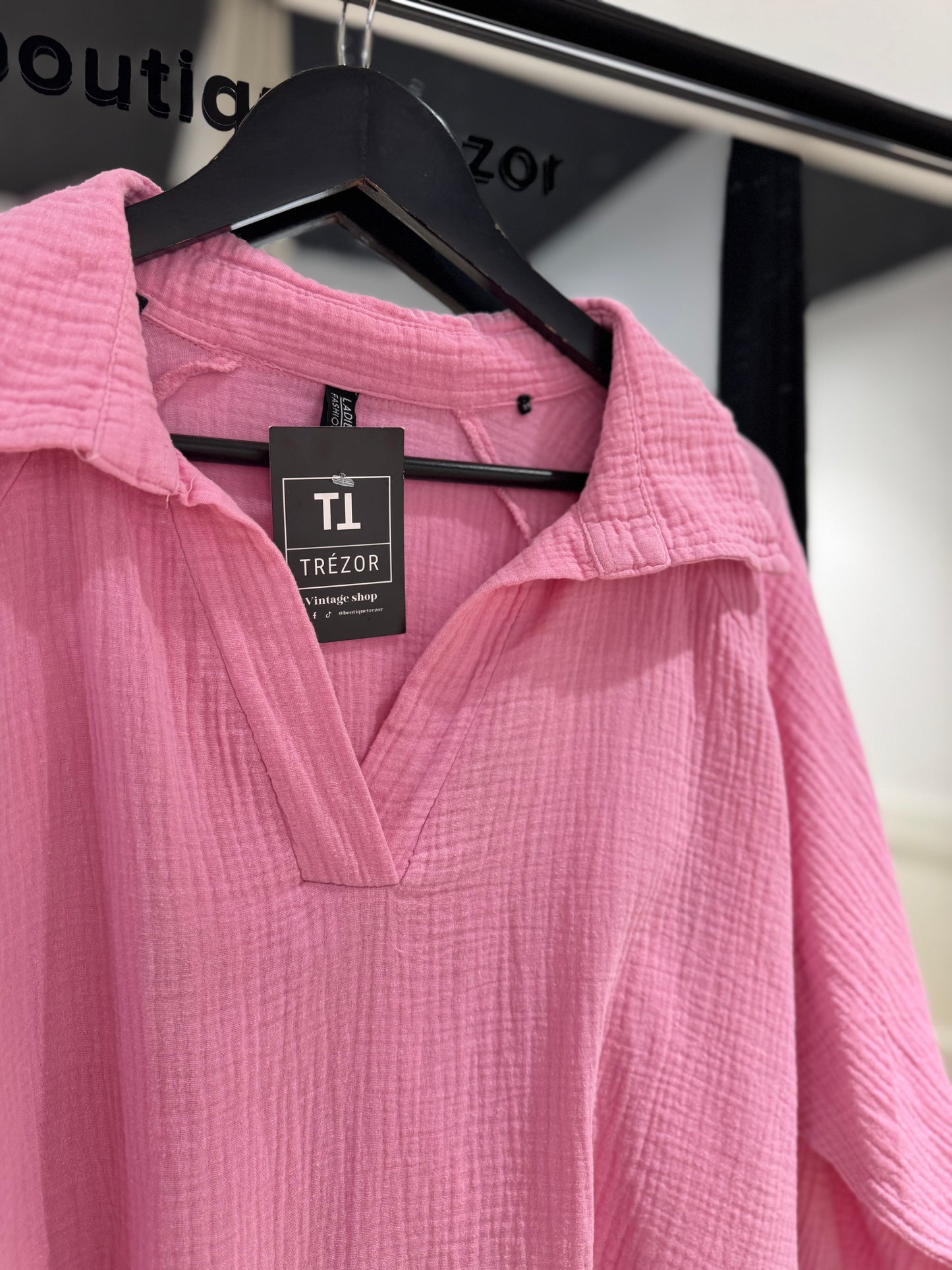 Blouse oversize rose S/M