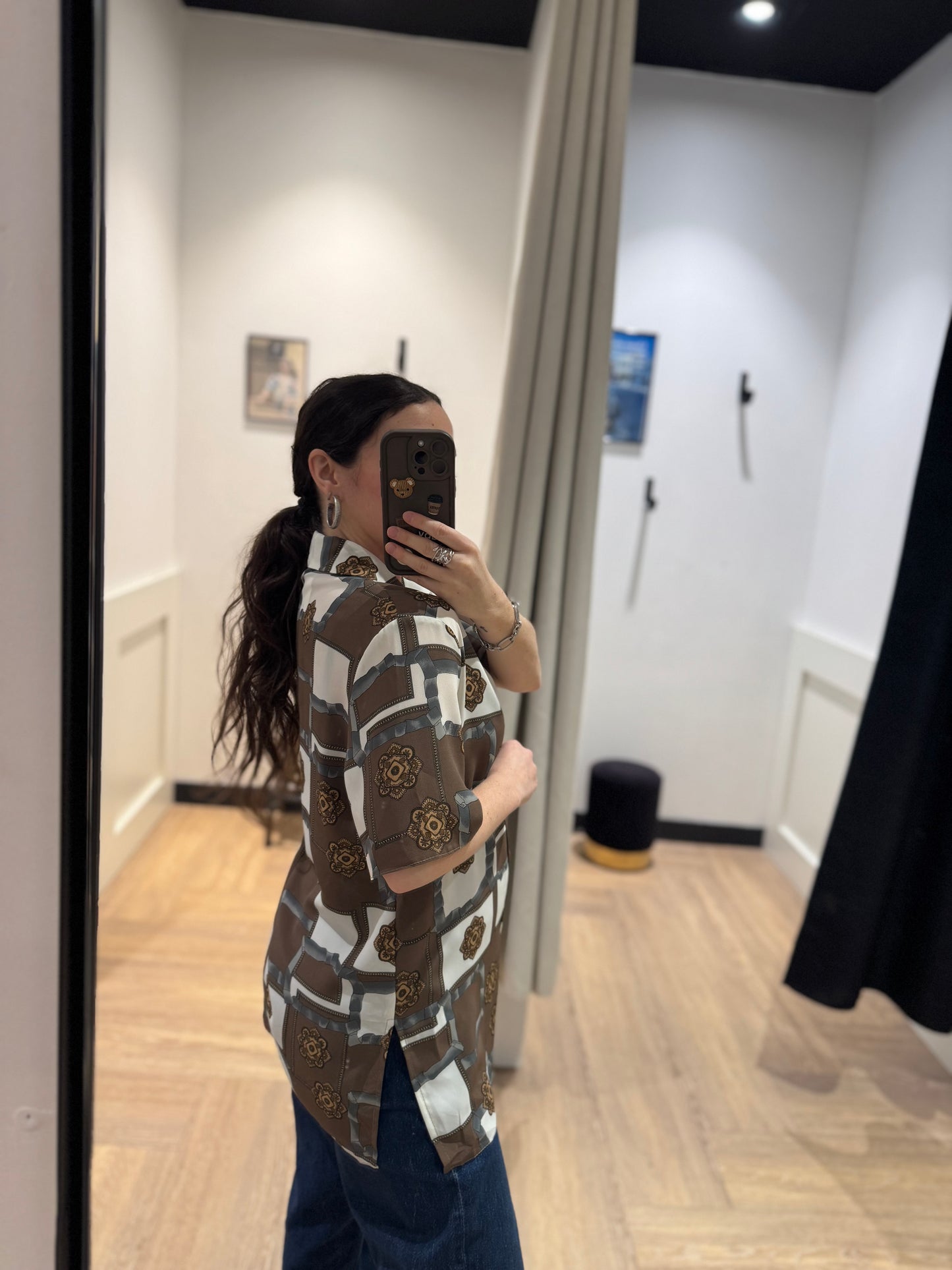 Blouse vintage à motifs XL