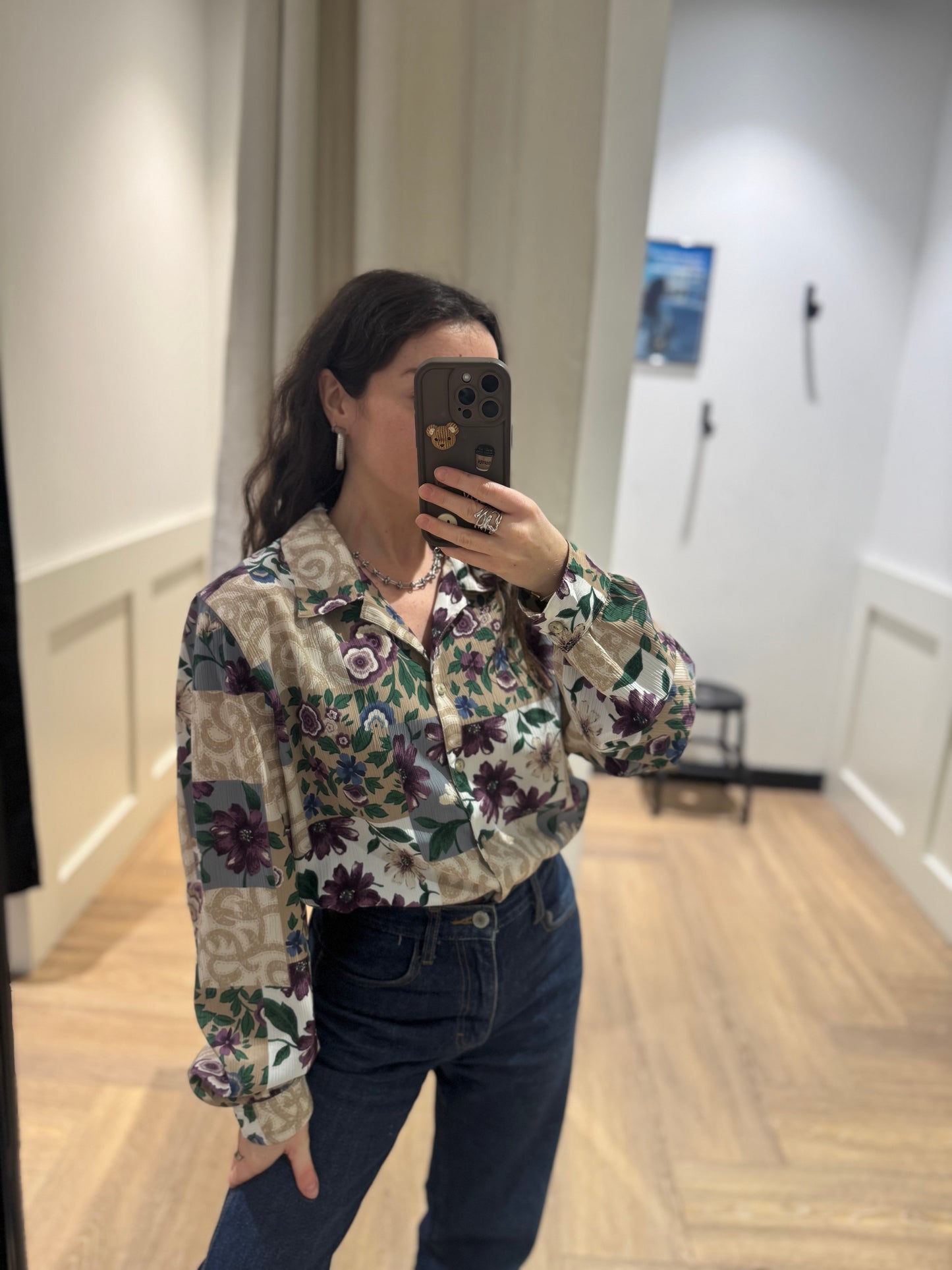 Blouse vintage à fleurs XL