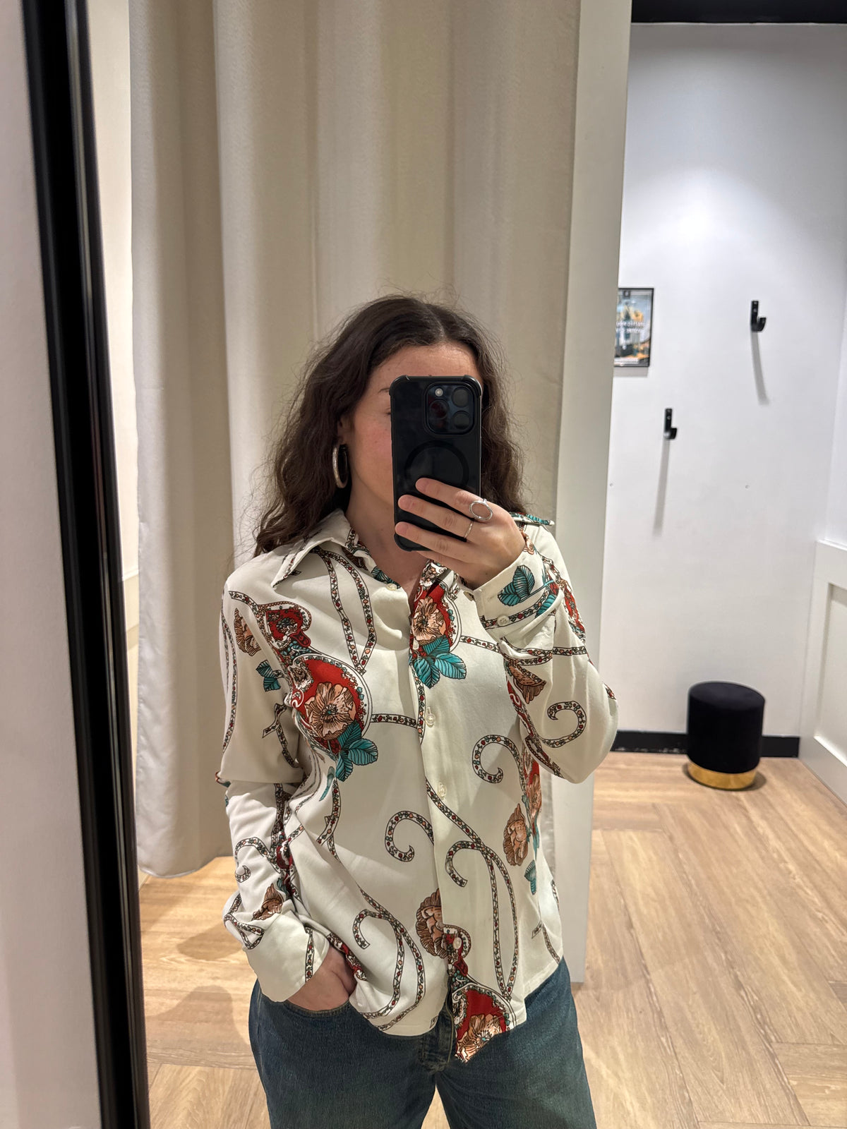 Blouse vintage à motifs S/M