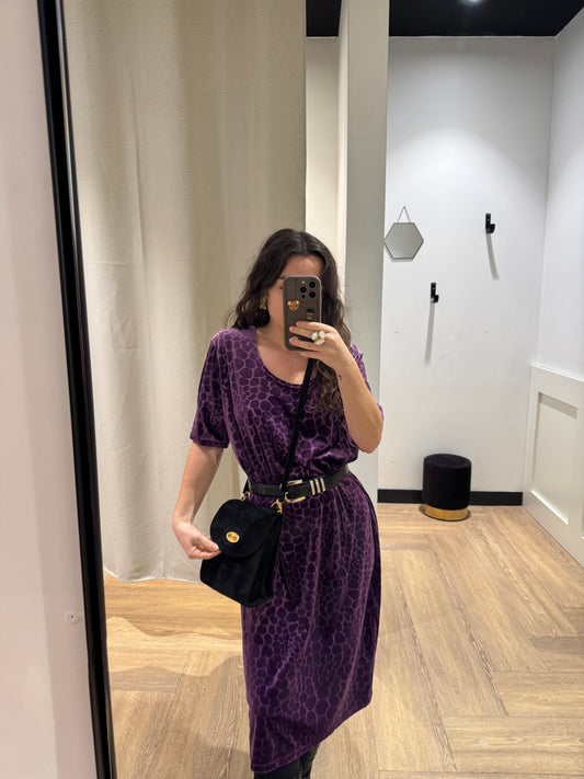 Robe vintage en velours violet XL