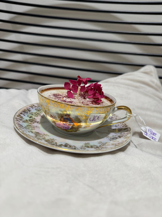 Bougie tasse vintage « Fairy Candle » senteur fleur de coton