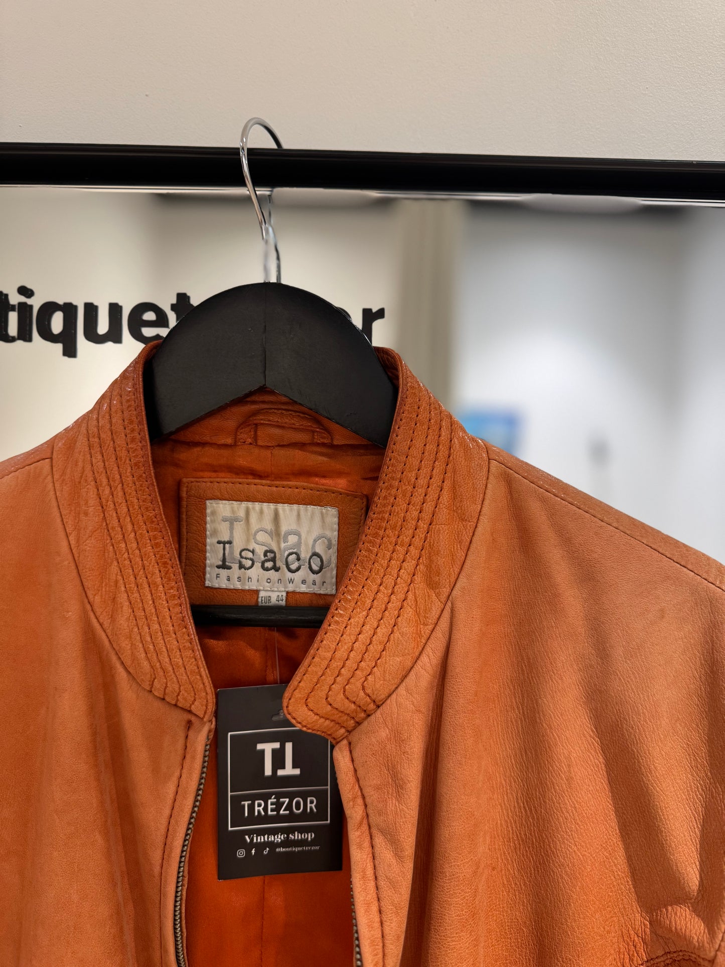 Veste en cuir orange XL
