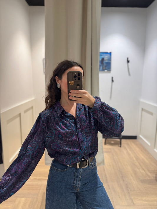Blouse vintage à motifs XL