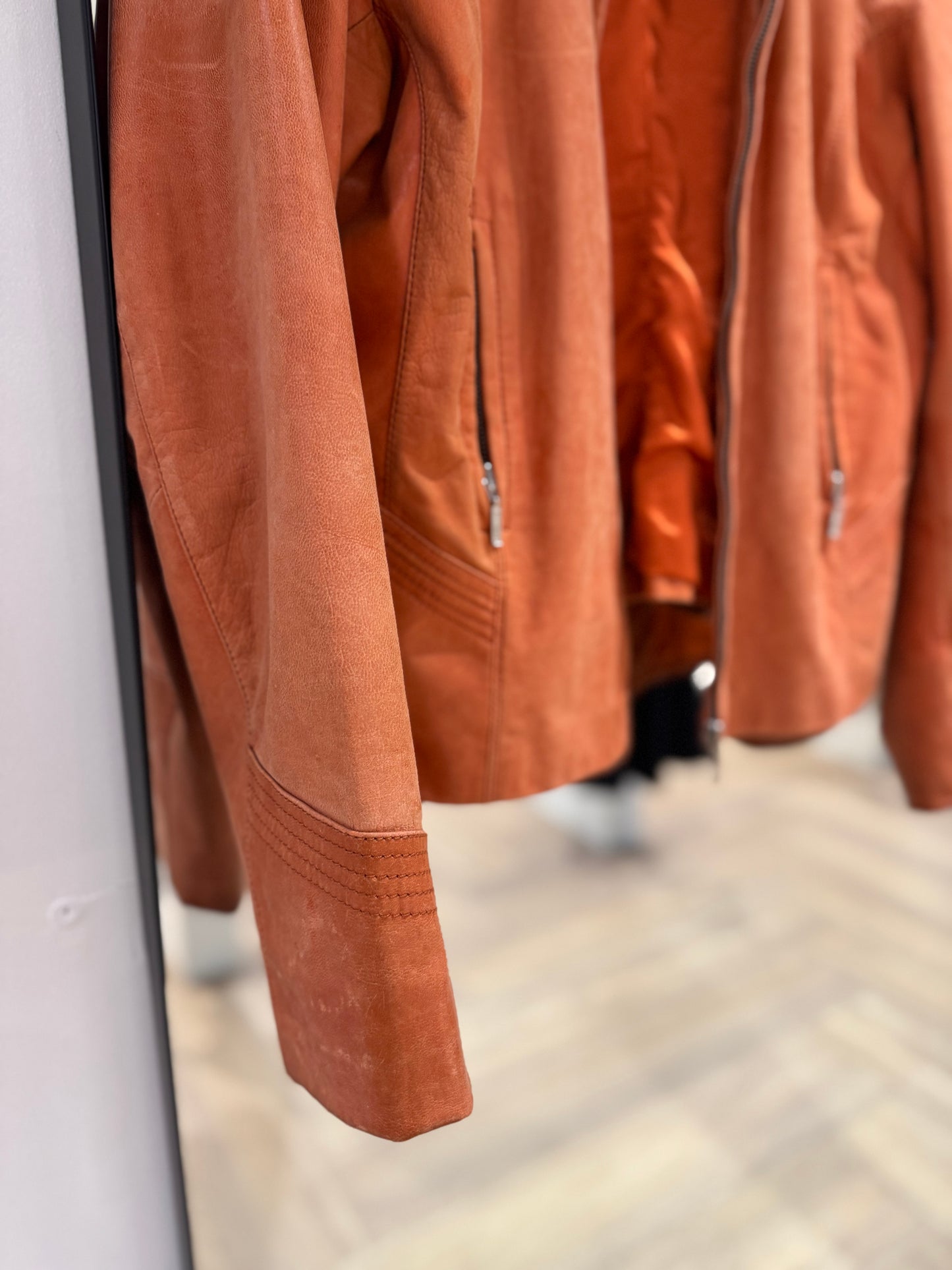 Veste en cuir orange XL