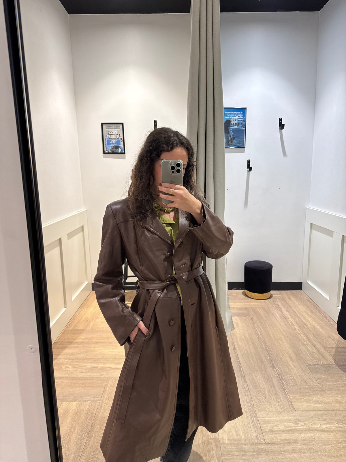 Trench vintage en cuir S