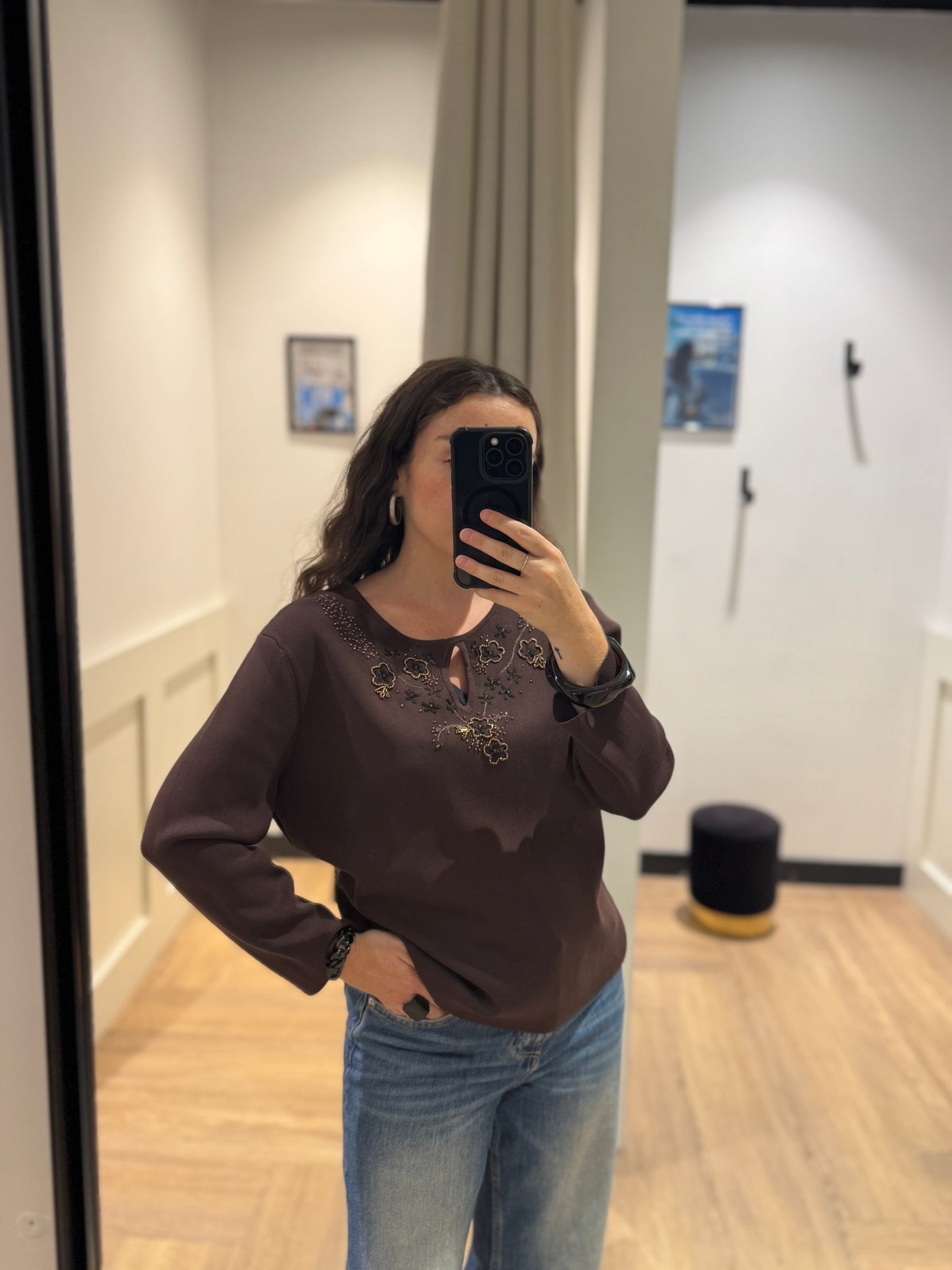 Pull vintage à perles XL/XXL