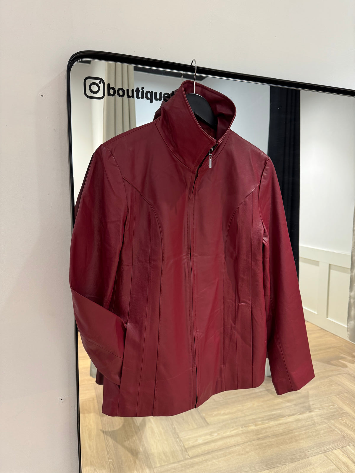 Veste en cuir rouge M