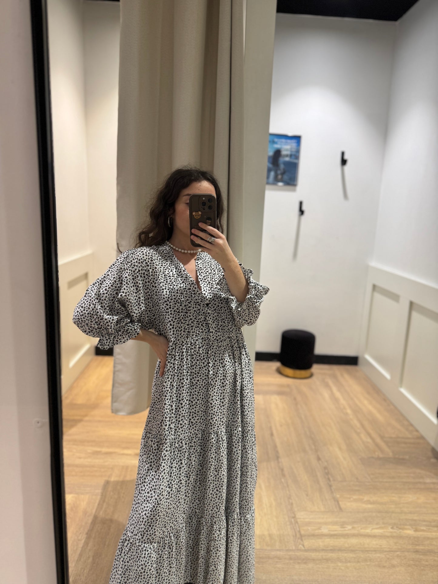 Robe longue à motifs léopard M