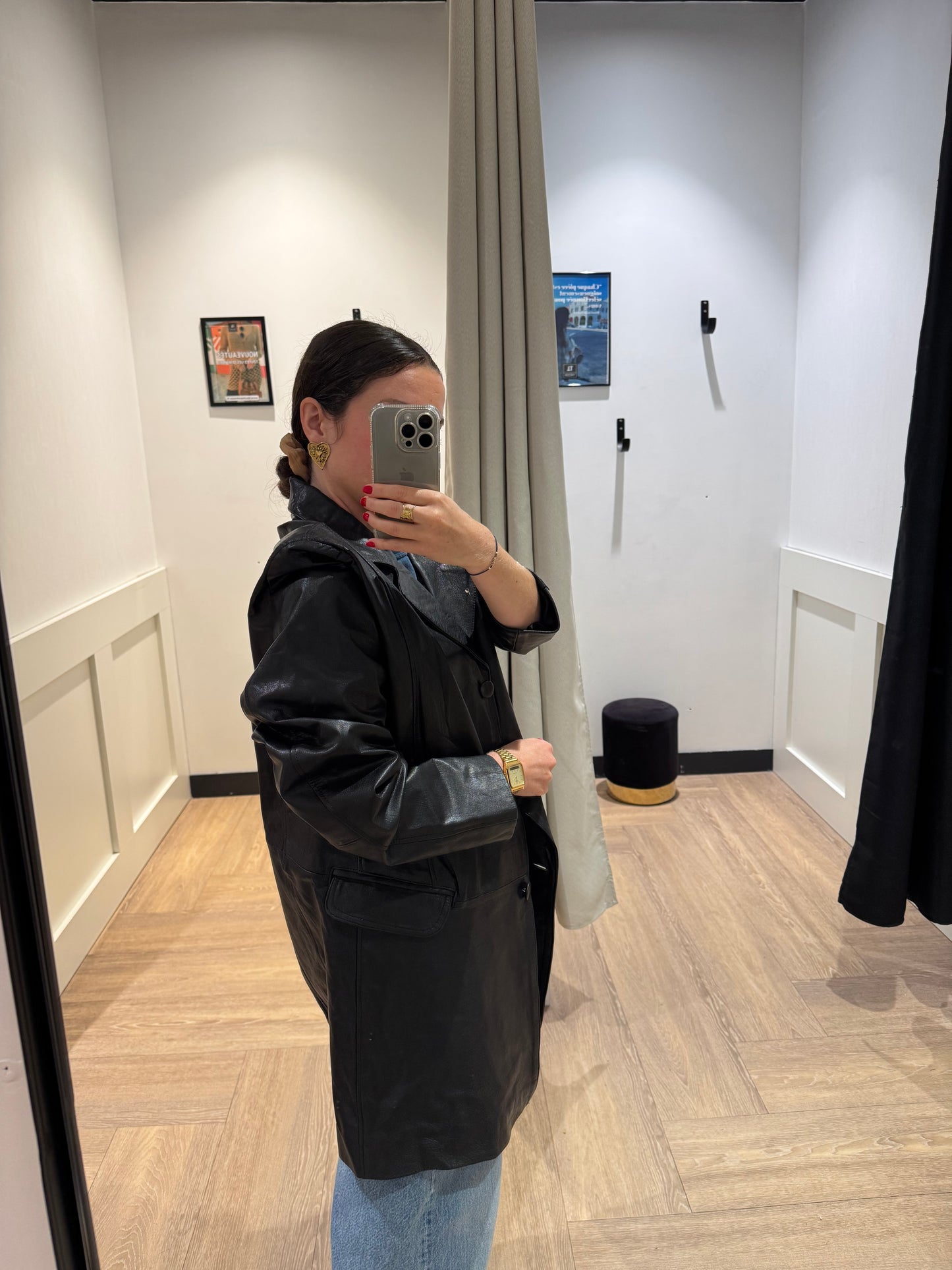 Veste en cuir vintage XL