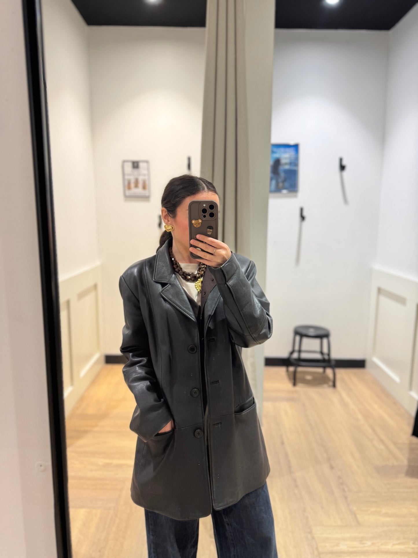 Blazer veste en cuir noir M/L