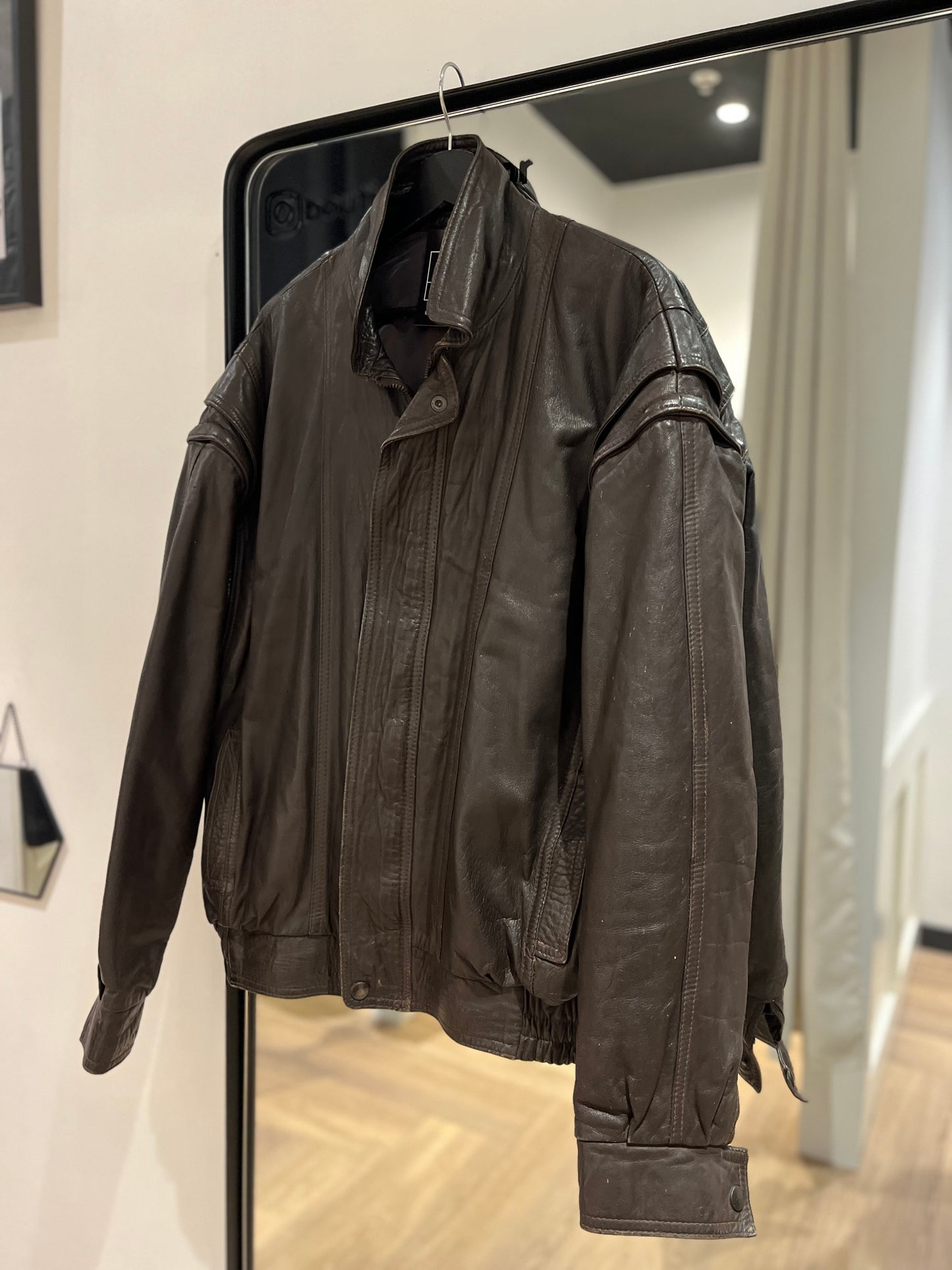 Veste en cuir marron L