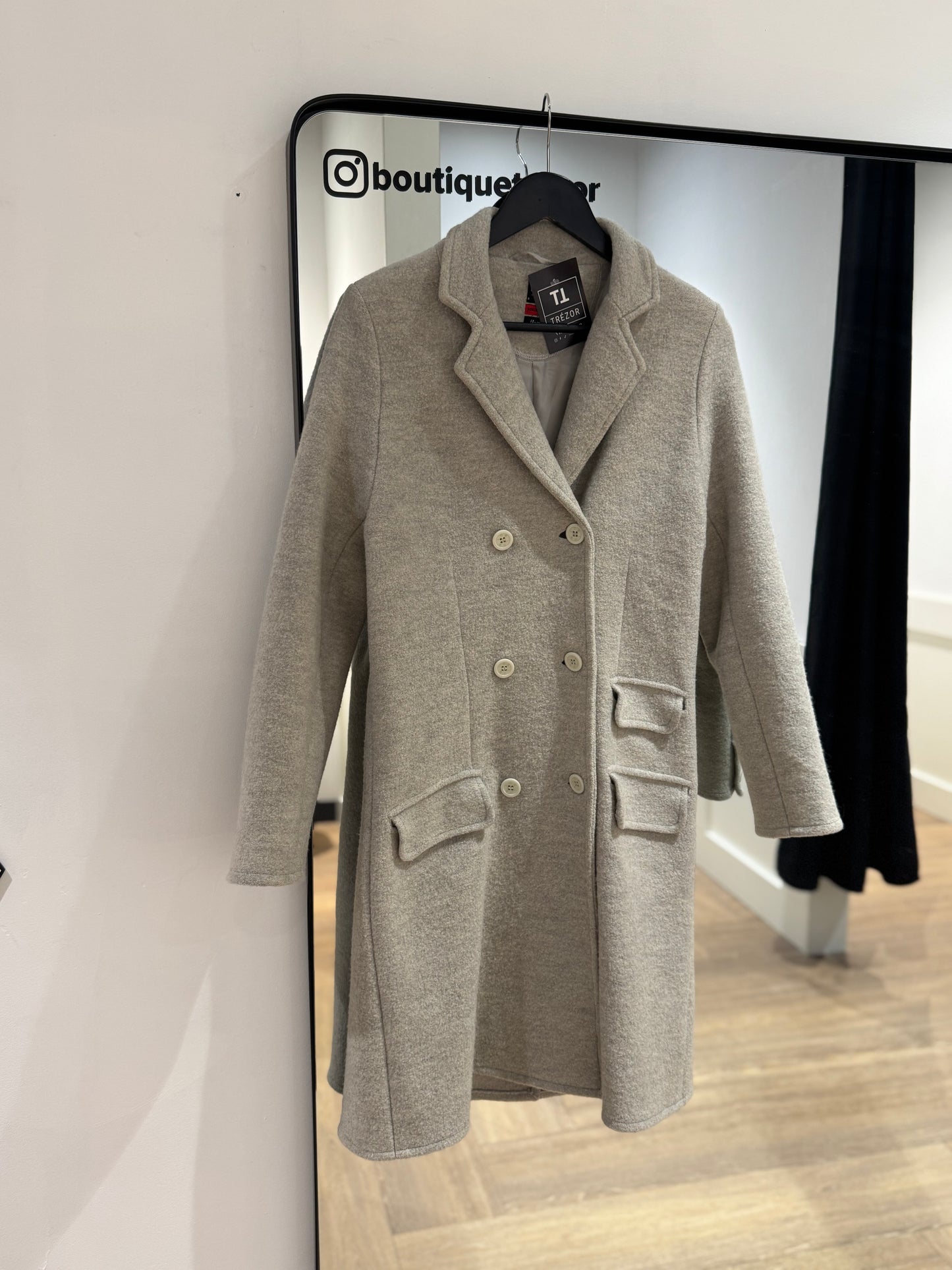 Manteau caban gris clair S