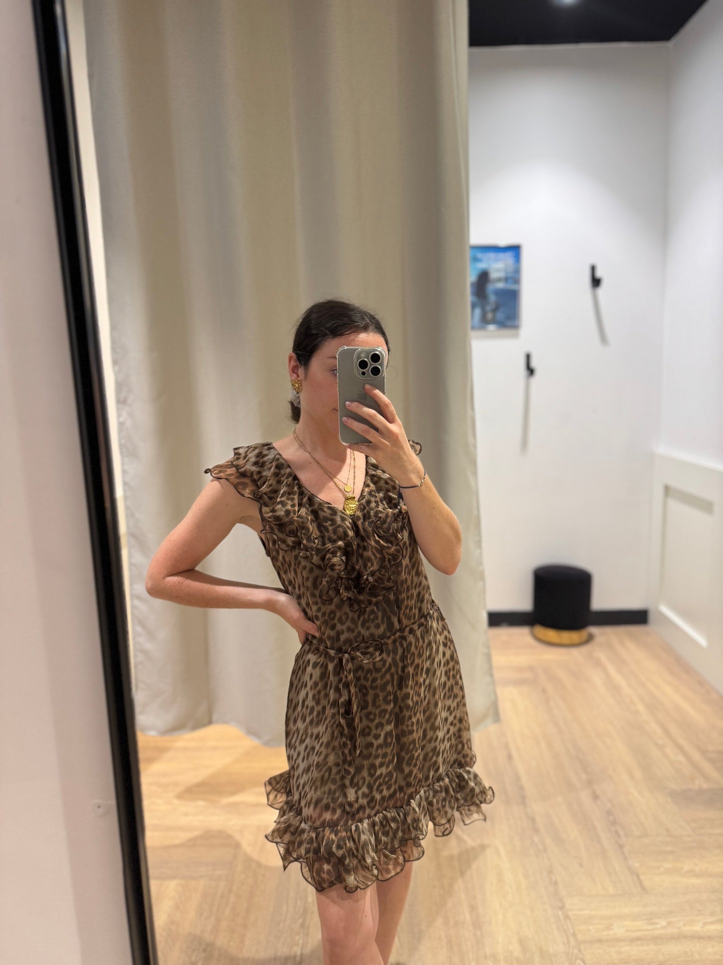 Robe léopard à volants XS/S