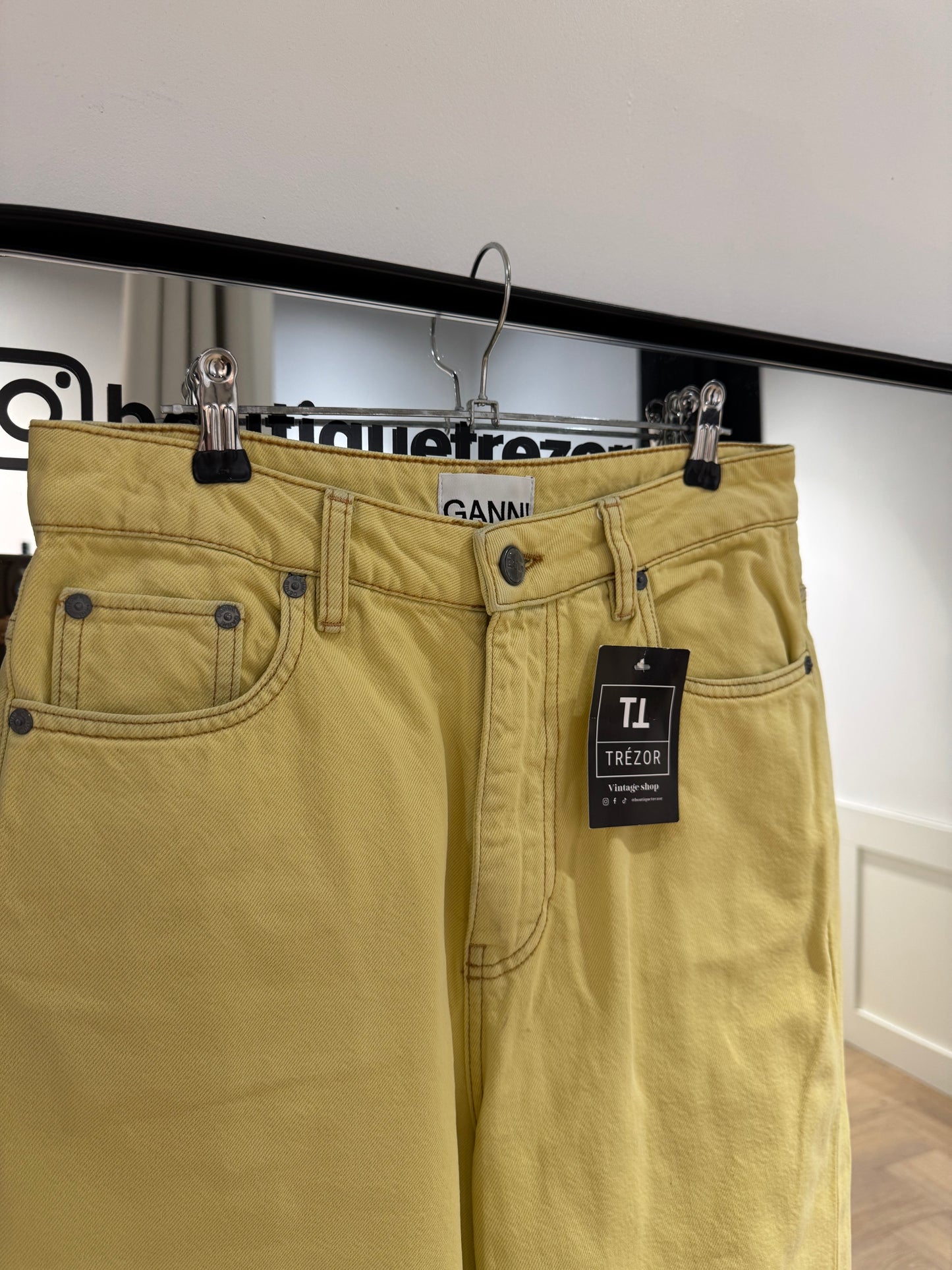 Pantalon GANNI jaune blé 38