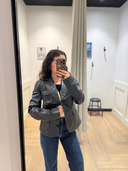 Blazer en cuir noir XS