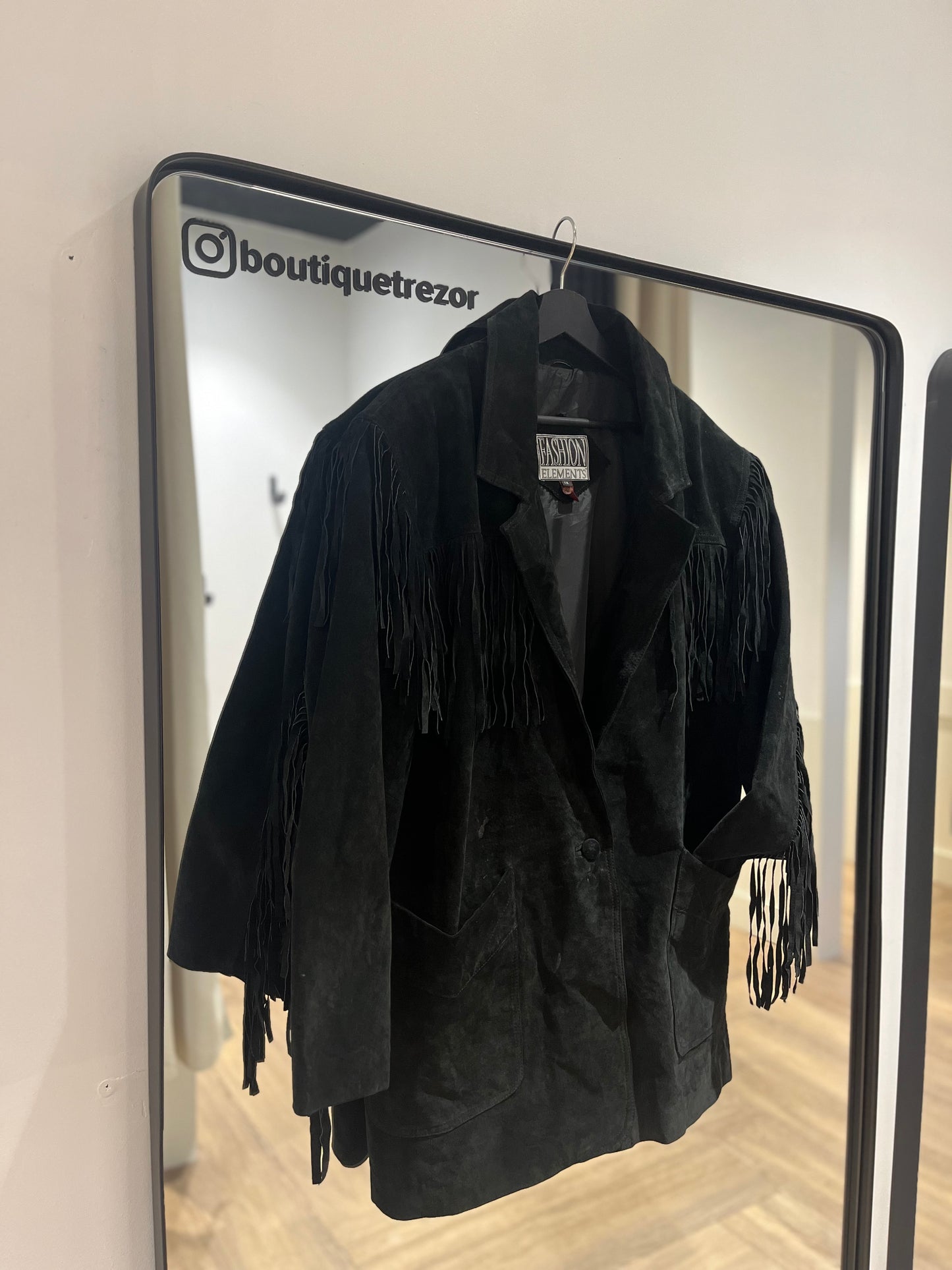 Veste à franges noire 2XL