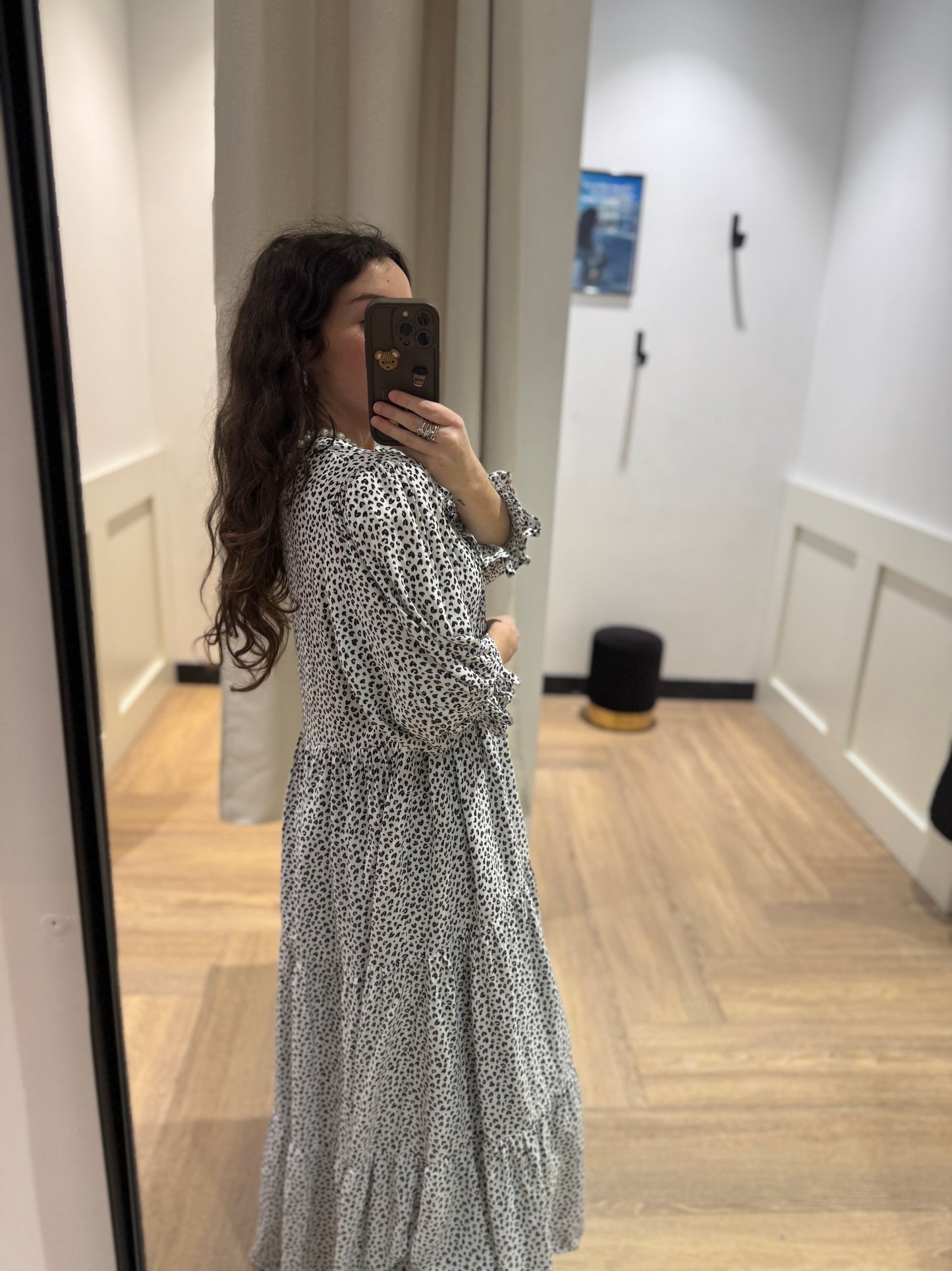 Robe longue à motifs léopard M