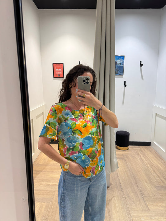 Blouse vintage à fleurs M