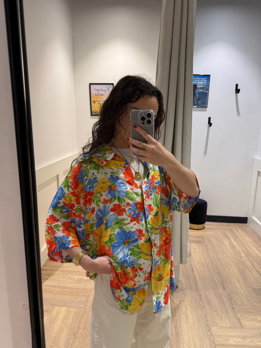 Blouse vintage à fleurs XXL