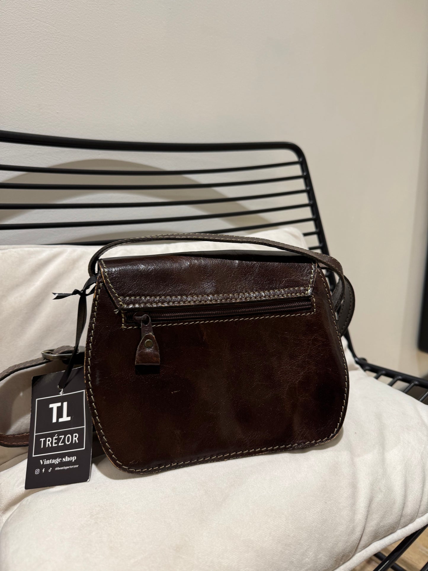 Sac vintage en cuir marron