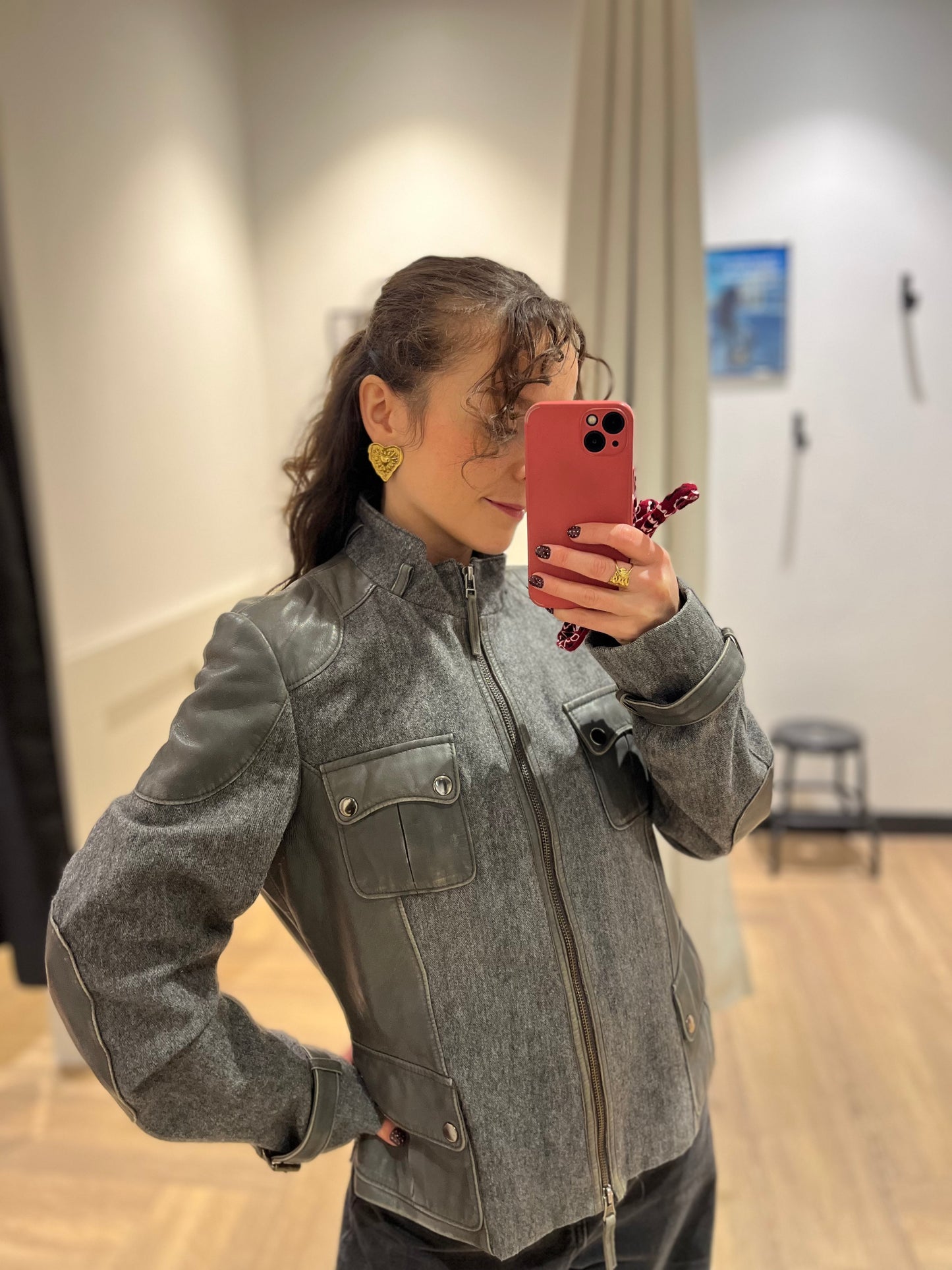 Veste en laine et cuir M