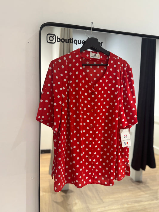 Blouse vintage à pois XXXL