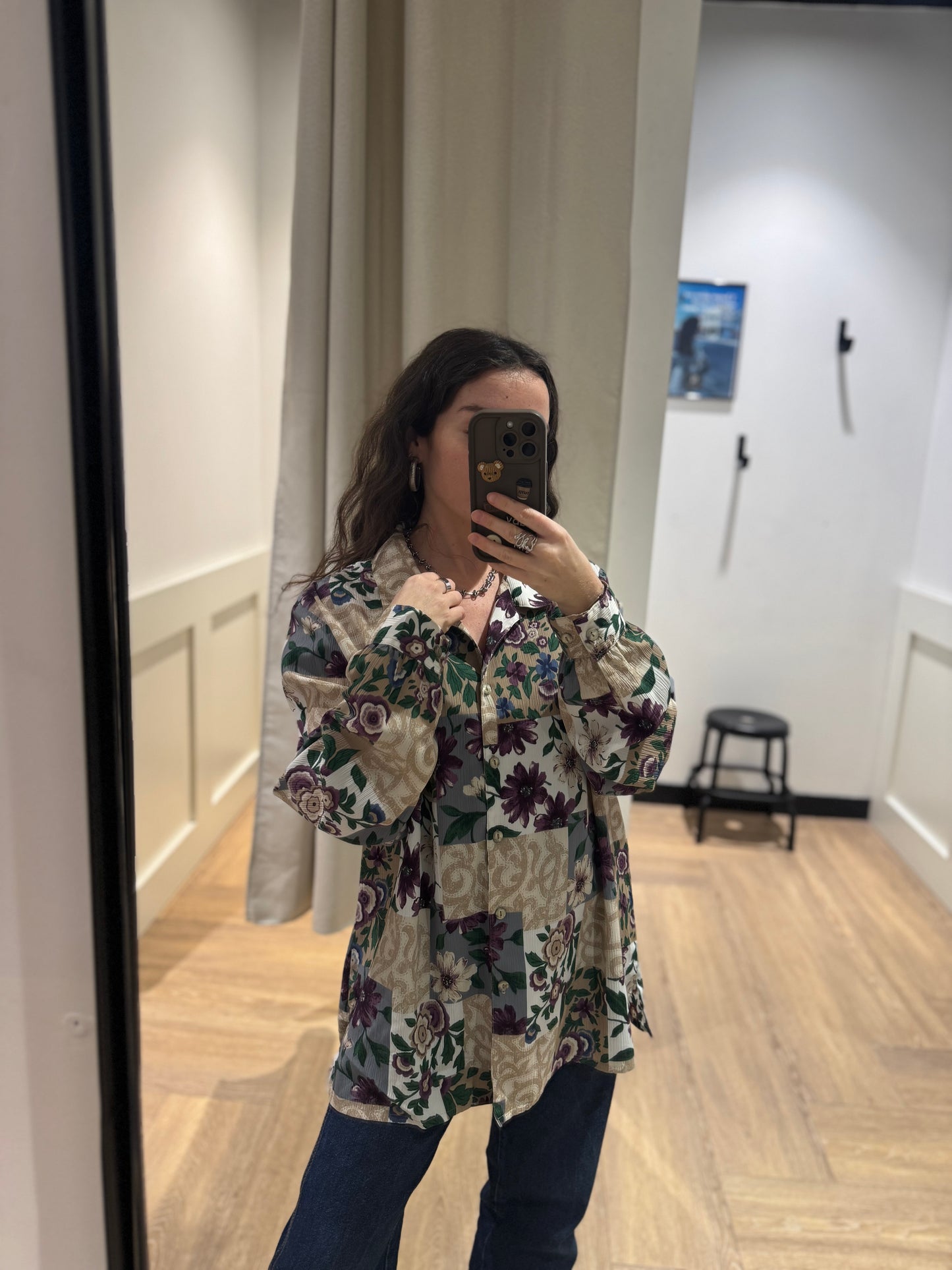 Blouse vintage à fleurs XL