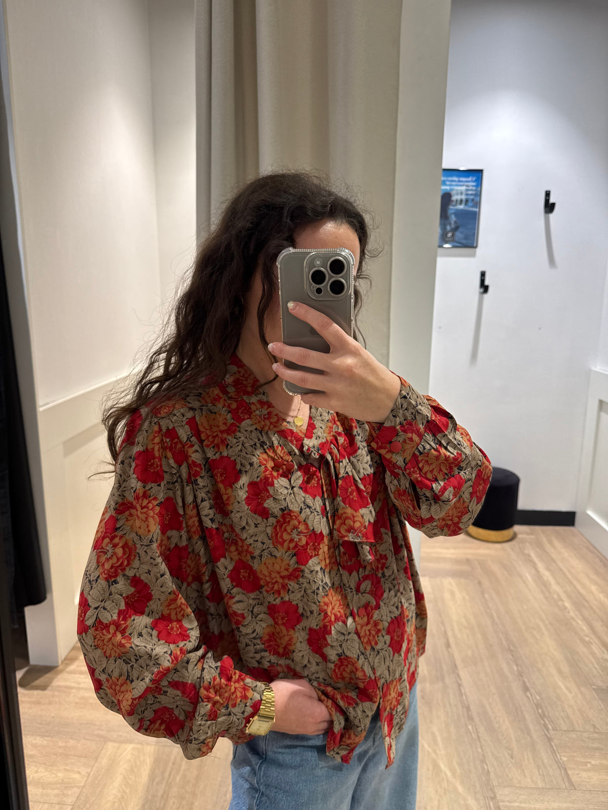 Blouse vintage à motifs XL
