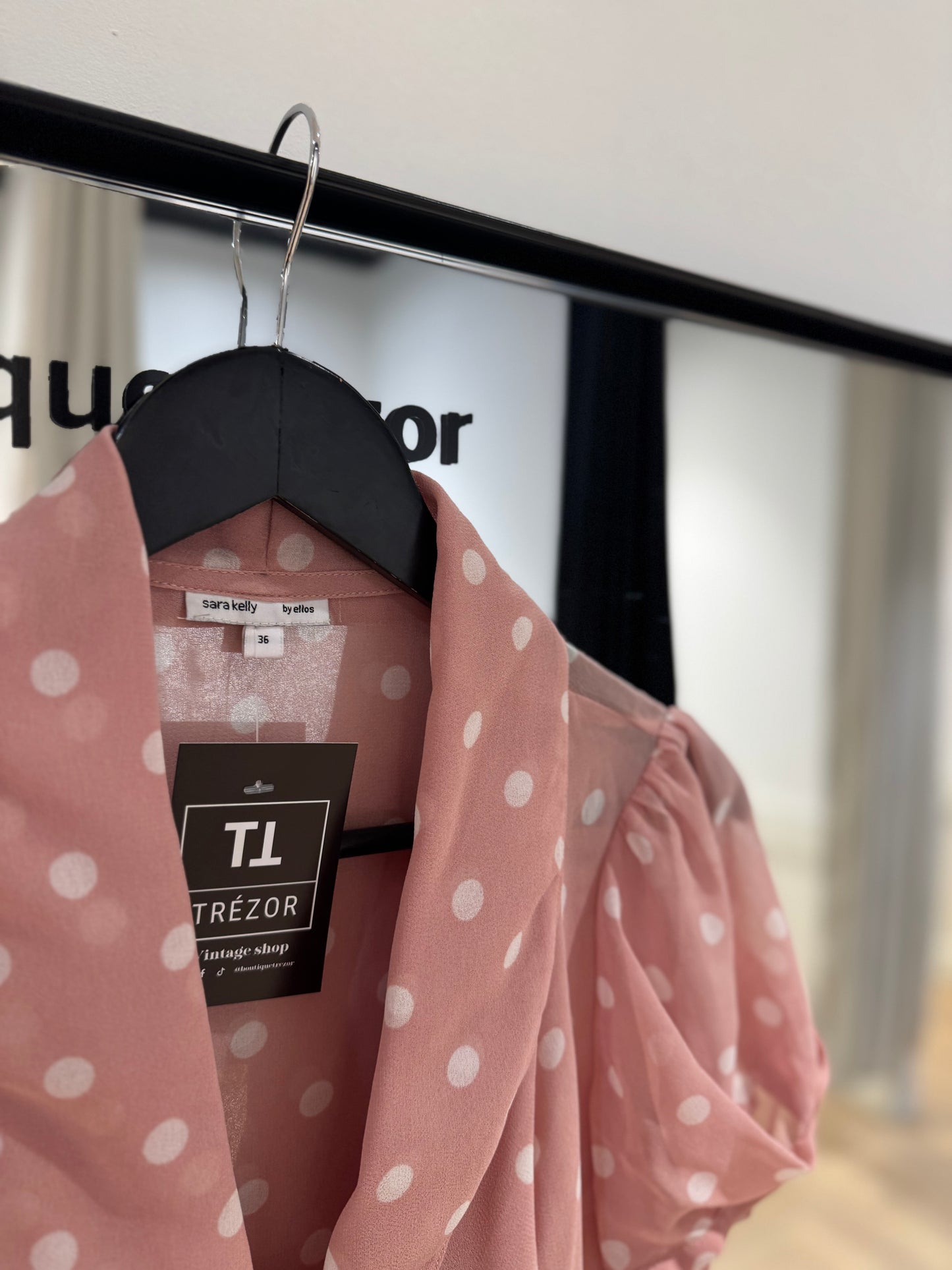 Blouse rose à pois XS/S