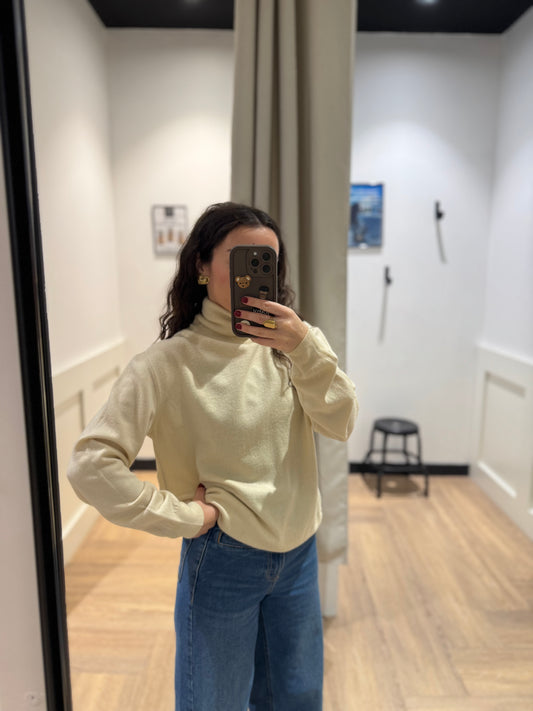 Pull col roulé vintage en laine S/M