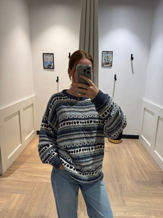 Pull mixte à motifs L