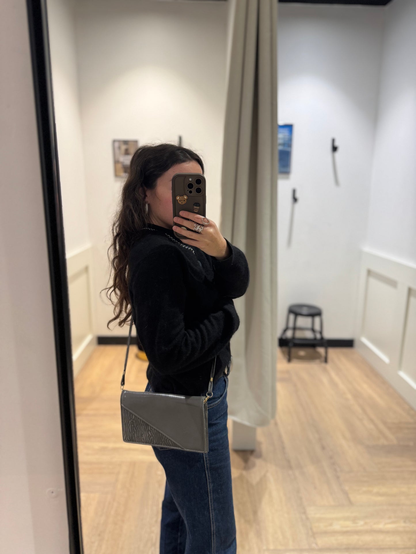 Sac vintage bandoulière gris