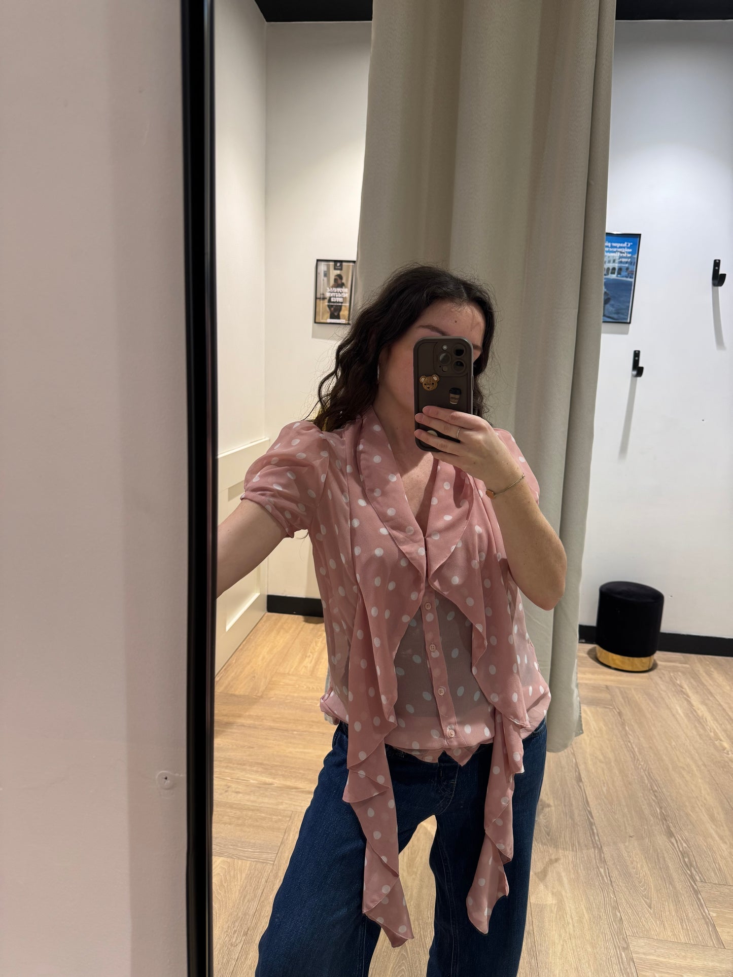 Blouse rose à pois XS/S