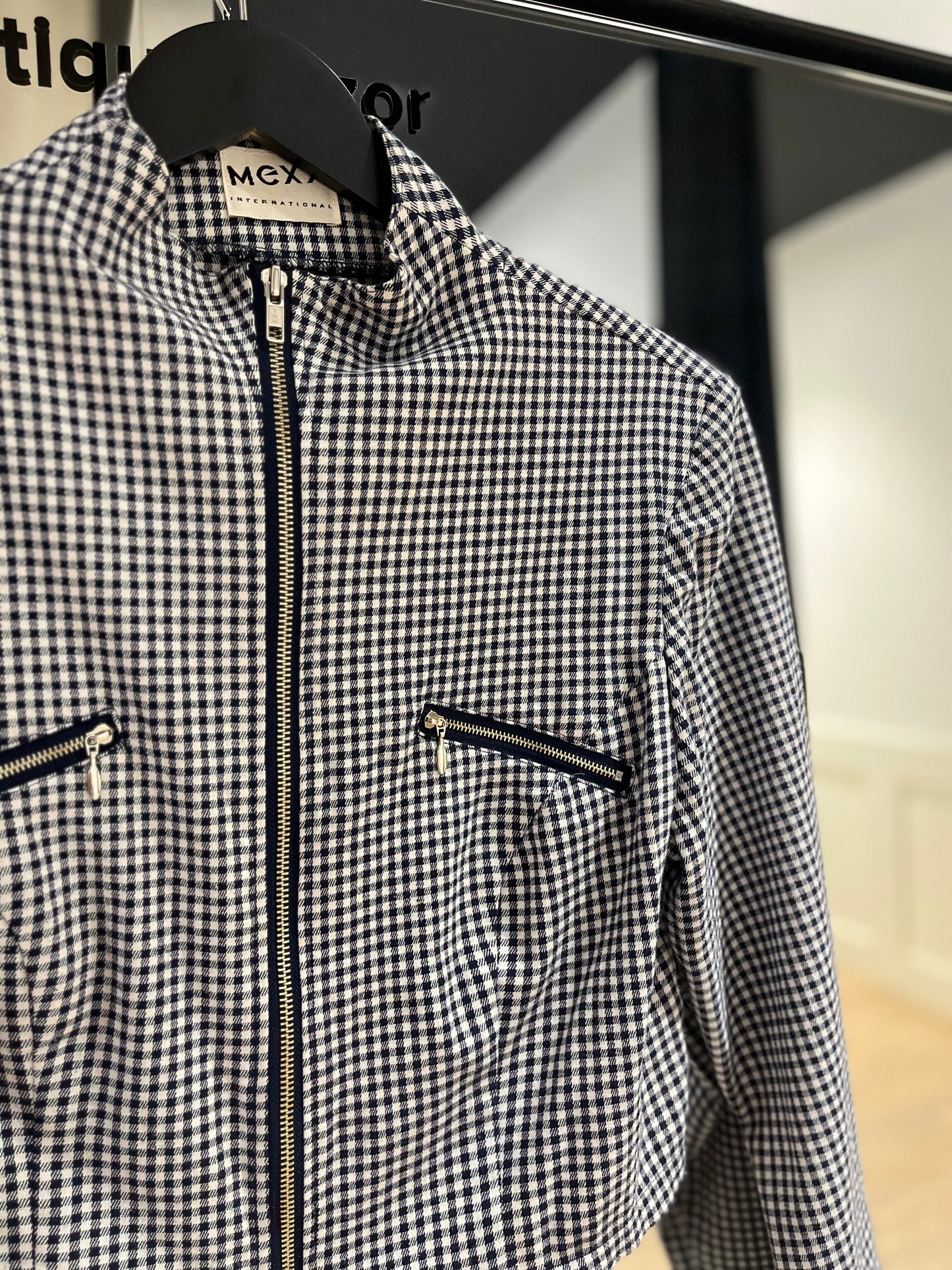 Veste courte à carreaux M